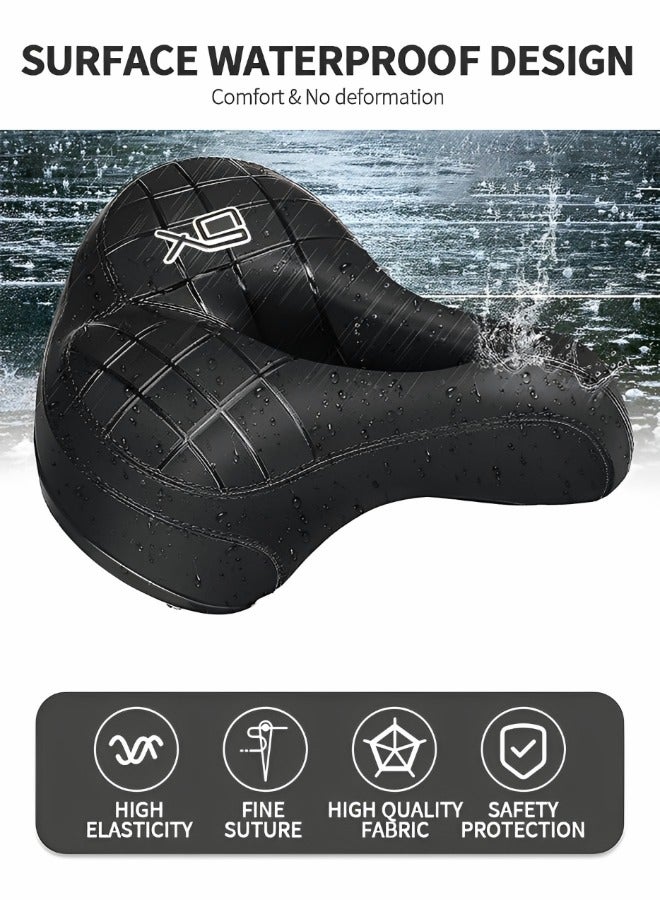 GROIC Comfort Bike Seat Wide Bicycle Saddle Replacement Memory Foam Padded Soft Bike Cushion Oversize Dual Shock Absorbing Universal Fit with Reflective - Image 3