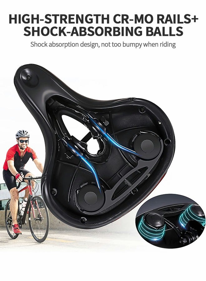 GROIC Comfort Bike Seat Wide Bicycle Saddle Replacement Memory Foam Padded Soft Bike Cushion Oversize Dual Shock Absorbing Universal Fit with Reflective - Image 5
