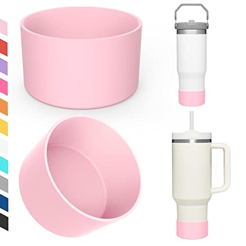 Airboat Upgrade 2PCS Protective Silicone Boot Bumper for Stanley Quencher Adventure 40oz 30oz IceFlow 20oz 30oz Tumbler, Water Bottle Bottom Sleeve Cover Accessories for Stanley Mug Cup(Pink) - Image 1