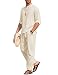 COOFANDY Mens 2 Pieces Cotton Linen Set Long Sleeve Henley Shirts Casual Beach Pants With Pockets Summer Yoga Outfits - Image 2