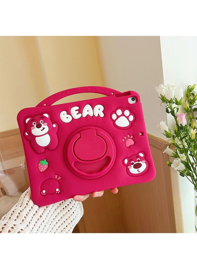 Compatible with Honor Pad X8a 2024/Pad X9 11 inch 2024/Infinix Xpad 11 inch X1101 2024 Tablet Case, Kids Shockproof Protective Case with Shoulder Strap & Stand Handle Rose Red Strawberry Bear - Image 1