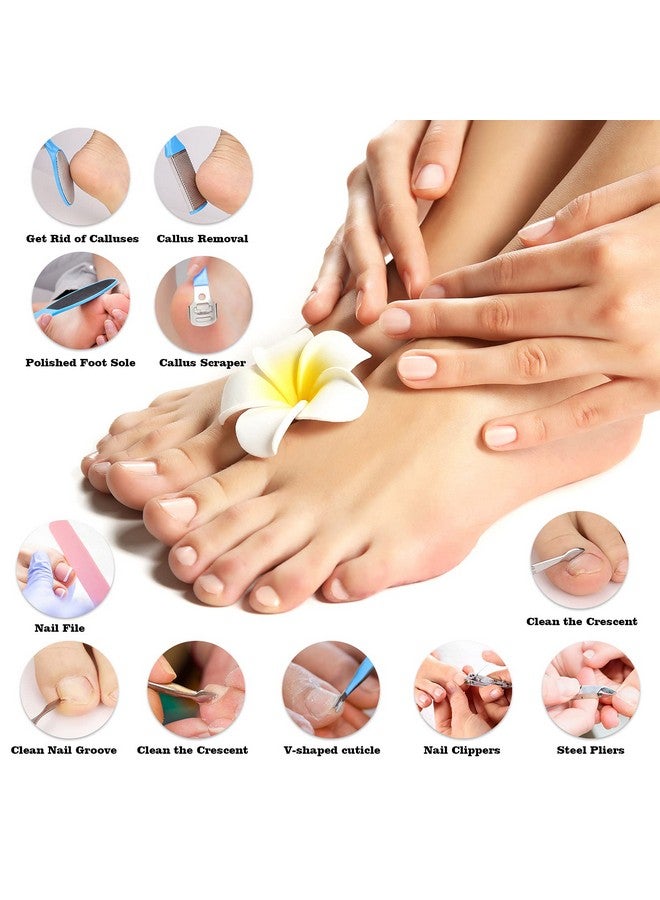 FINTOZER Pedicure Kits Callus Remover For Feet 23 In 1 Professional Manicure Set Pedicure Tools Stainless Steel Foot Care Foot File Foot Rasp Dead Skin For Women Men Home Foot Spa Kit Blue23 - Image 2