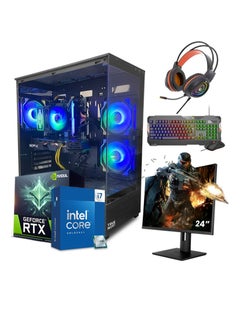Truenort Apex Predator All In One Bundle Gaming PC,  Intel Core i7-12700  Processor (CPU) | RTX 4060 8GB Graphics Card (GPU) | 16GB RAM Memory | 1TB SSD Storage | 24" FHD Monitor | Keyboard, Mouse & Headphone Set | Built- In WiFi | Windows 11 Pro | TrueNort RGB Gaming Case Black  - Image 1
