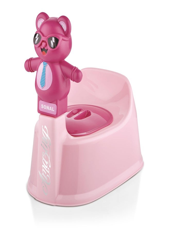 SONAL - PANDA (Small Size) Baby Potty Training Toilet seat without Removable Tray, Lid For Boy And KIds (Age 6-12 Mths) Potty Seat/Potty Box. (Pink) - Image 1