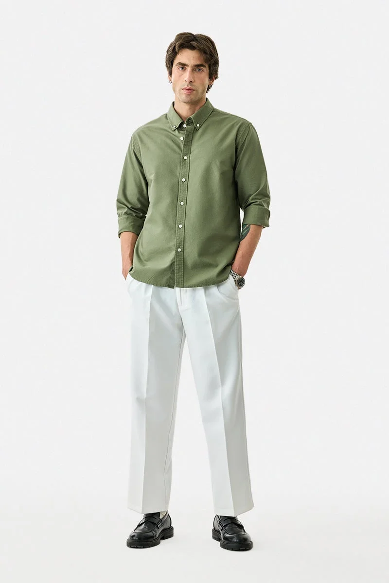 SNITCH Green Solid Long Sleeve Regular Fit Shirt