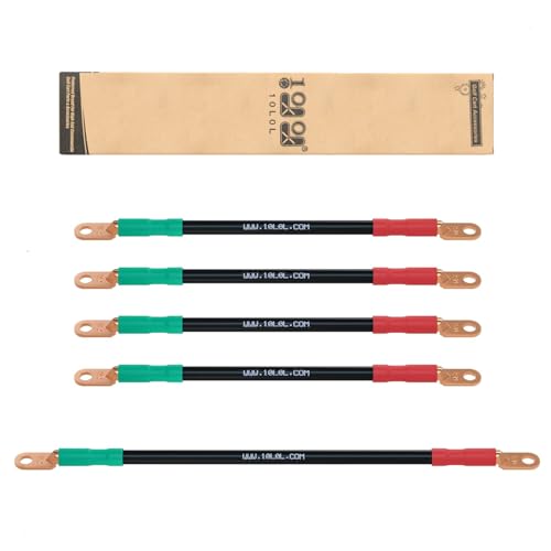 10L0L Golf Cart Battery Cables 4 Gauge for 36v 48v EZGO TXT 1994UP ACDC Wire Golf Cart Battery Pure Copper Wiring Kit with Heavy Duty Wire LugsRed Green - Image 1