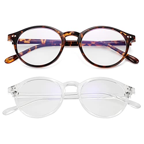 Gleyemor Blue Light Glasses for Men Women, Vintage Round Bluelight Blocking Computer Screen Protection Glasses (Tortoise+Transparent) - Image 3