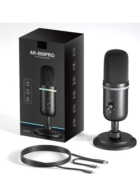 USB Microphone - Computer Condenser Gaming Mic for PC/Laptop/Phone/PS4/5, Headphone Output, Volume Control, USB Type C Plug and Play, Mute Button, for Streaming, Podcast, Studio Recording