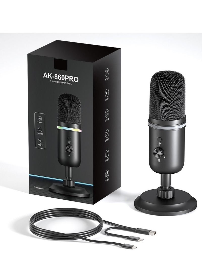 USB Microphone - Computer Condenser Gaming Mic for PC/Laptop/Phone/PS4/5, Headphone Output, Volume Control, USB Type C Plug and Play, Mute Button, for Streaming, Podcast, Studio Recording
