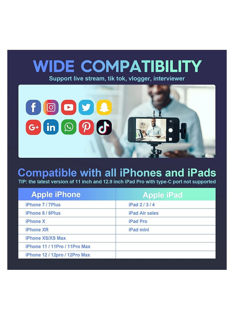 2 in 1 iphone or type-c Wireless Lavalier Microphone For IPhone, Plug Play, Portable Audio Video Recording Mic for Youtube, Live Stream, Vlog, Interview, Laptops PC - Image 3