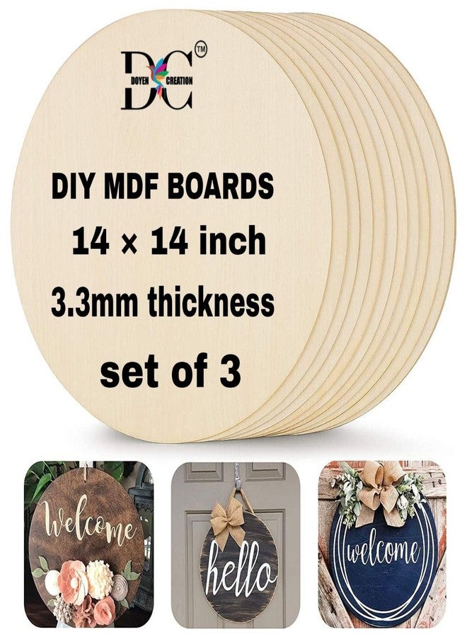 Devashri creation مجموعة قطع ألواح MDF من Doyen creation - 14 بوصة، سمك 3.3 مم، مجموعة من 3 ألواح دائرية + 3 خطافات | لوح MDF لفن ليبان، والراتنج، والماندالا، والرسم، والفنون والحرف اليدوية | شرائح خشب صنوبر دائرية ممتازة للفنانين والطلاب (14 بوصة) - Image 1