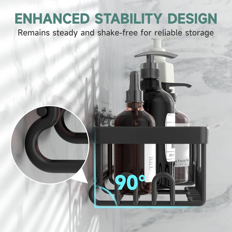 JIALTO Stainless Steel Shower Caddy 6-Pack, Adhesive Bathroom Shelves Rack with Soap Holder, Large Capacity Organizers and Storage, No Drilling Wall-Mounted for Kitchen & Home Decor, Bath Décor - Image 2