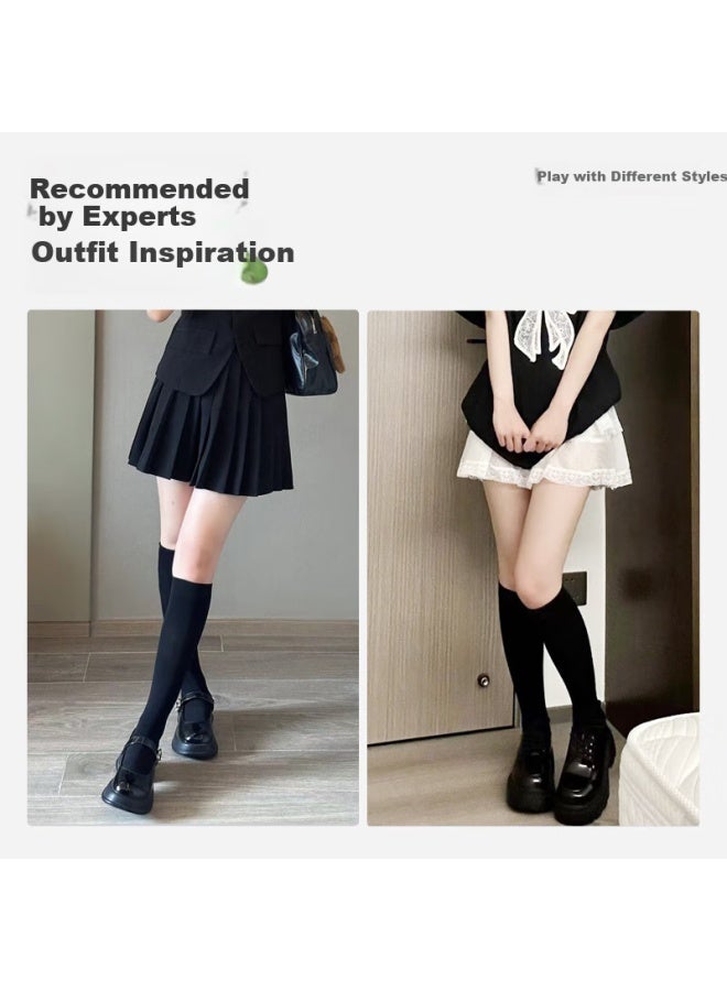 Picking up socks Pick Up Socks Pressure Leggings Women Spring And Summer Strong Pressure Slim Leg Mid-tube Jk Socks Long Socks Anti-slip Black Long Tube Socks - Image 4