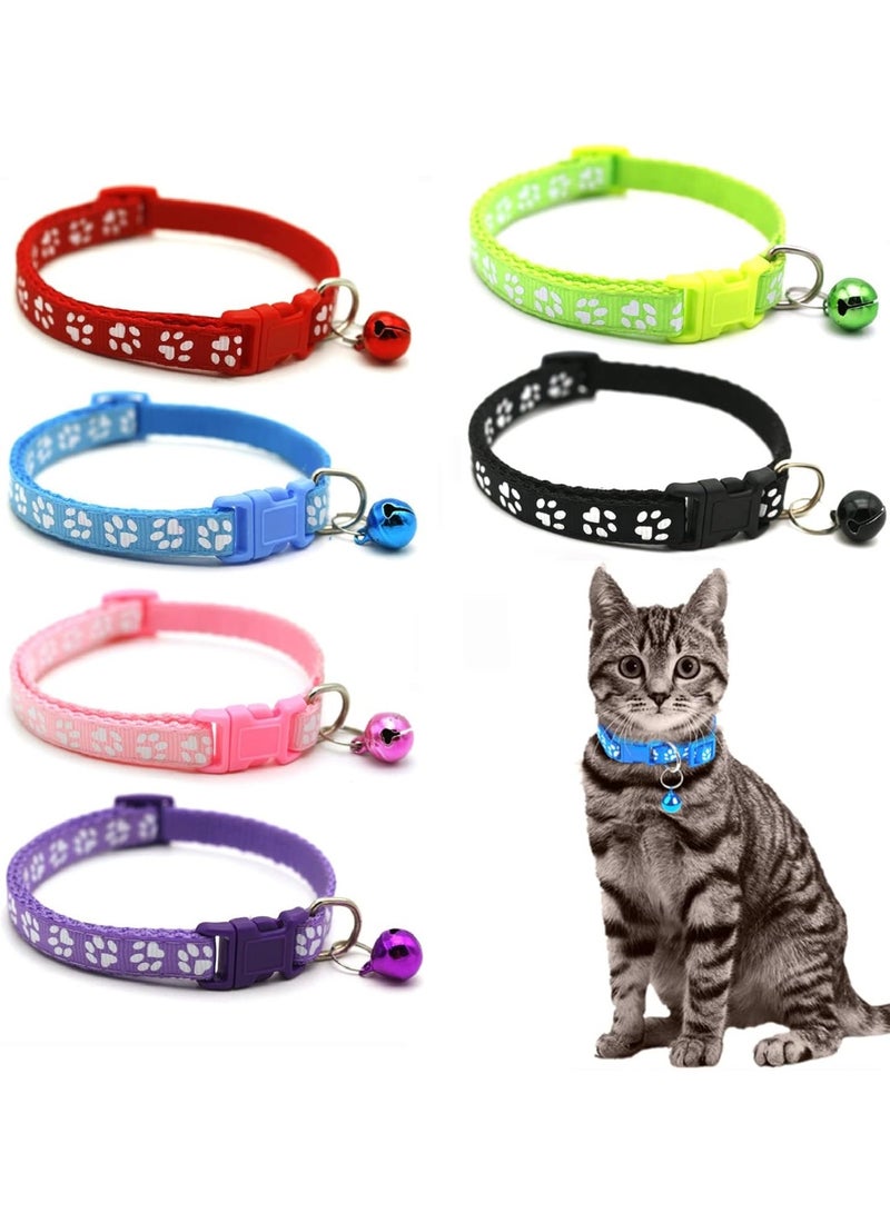 هوميفاي طوق قطط 6 قطع مع جرس، طوق هرّ قابل للتعديل، طوق كلب نايلون قابل للانفصال، طوق حيوانات أليفة مضاد للاختناق (ألوان مختلطة) - Image 1