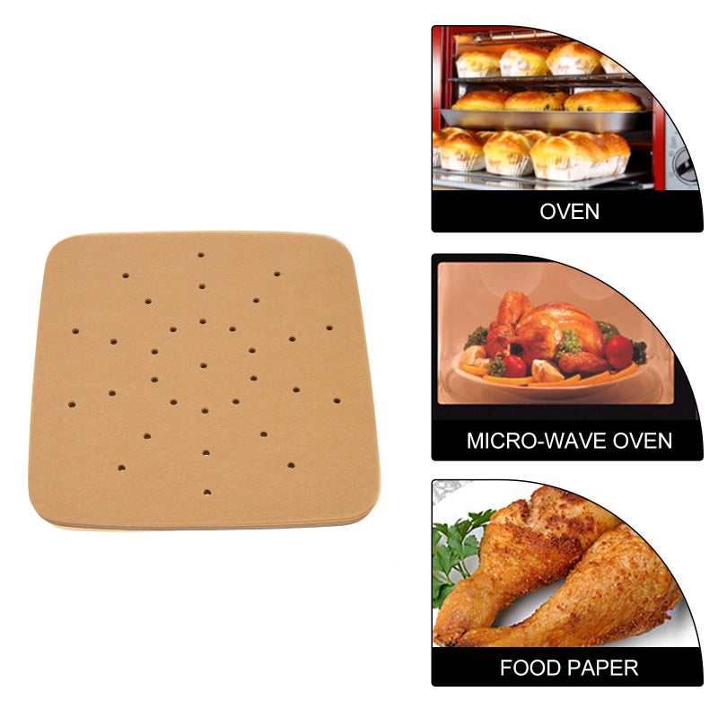Unbleached 9.5 Inch Non Stick Air Fryer Paper Liners 200 Pcs Oil Absorbing Baking Sheets - Image 4