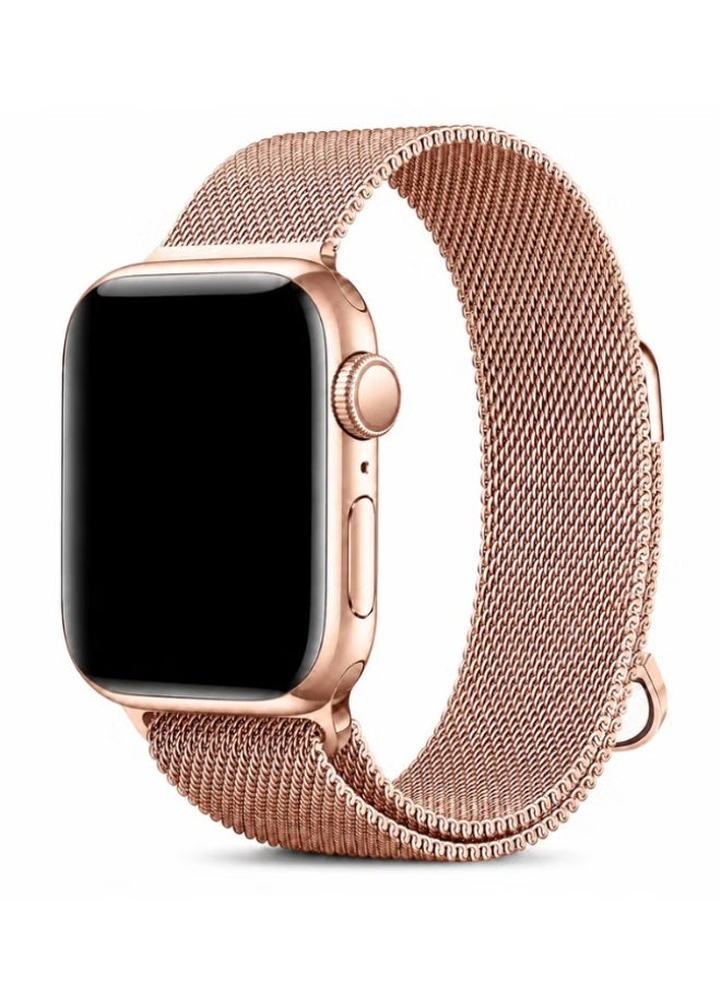 ELTRAZONE Magnetic Milanese Loop Band Compatible with Apple Watch Series 11/10/9/8/7/6/5/4/3/2/1 SE 3/2/1, Stainless Steel Mesh Strap, Adjustable Magnetic Closure, 38/40/41/42mm Rose Gold - Image 1