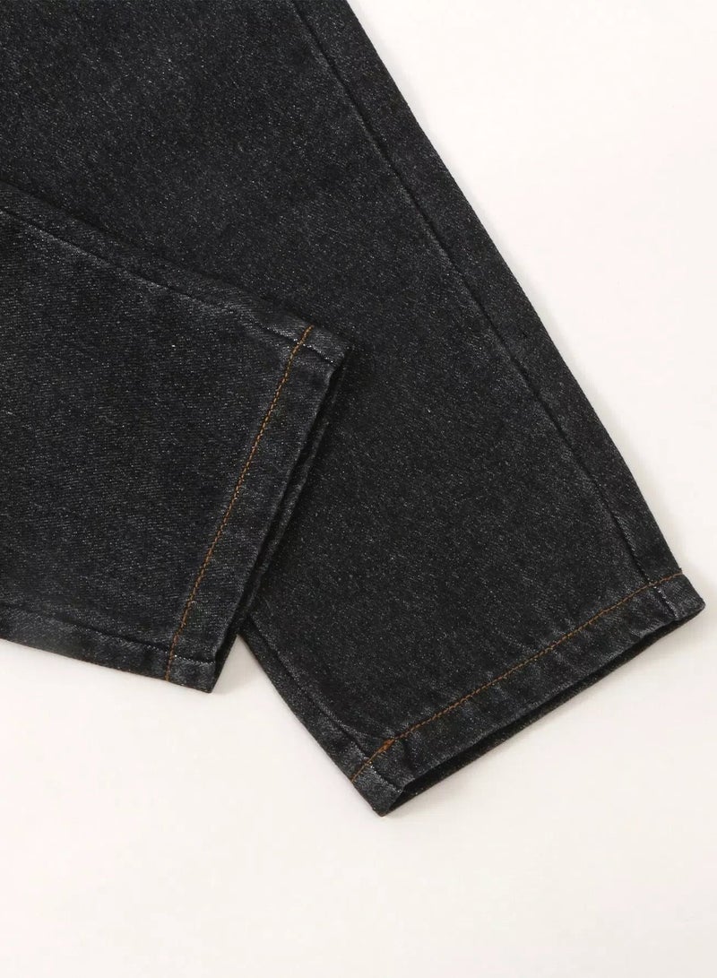 Girls Elastic Waist Ripped Mom Fit Jeans  - Image 4