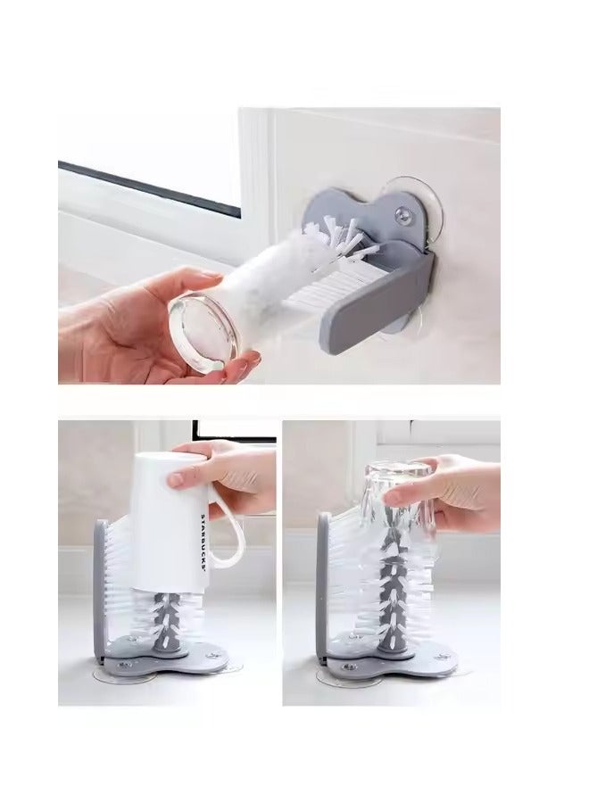 إسكدنيا فرشاة تنظيف زجاجات السيليكون، منظف زجاجات الماء، رأسين فرشاة مزدوجين، 360 درجة بدون زوايا ميتة، مناسبة لزجاجة هايدرو فلاس، زجاجة رياضية، مزهرية، أدوات زجاجية - Image 5