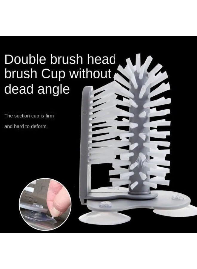 إسكدنيا فرشاة تنظيف زجاجات السيليكون، منظف زجاجات الماء، رأسين فرشاة مزدوجين، 360 درجة بدون زوايا ميتة، مناسبة لزجاجة هايدرو فلاس، زجاجة رياضية، مزهرية، أدوات زجاجية - Image 3