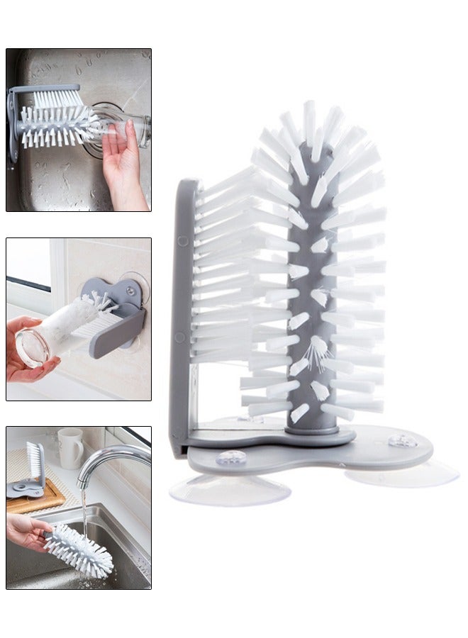 إسكدنيا فرشاة تنظيف زجاجات السيليكون، منظف زجاجات الماء، رأسين فرشاة مزدوجين، 360 درجة بدون زوايا ميتة، مناسبة لزجاجة هايدرو فلاس، زجاجة رياضية، مزهرية، أدوات زجاجية - Image 1