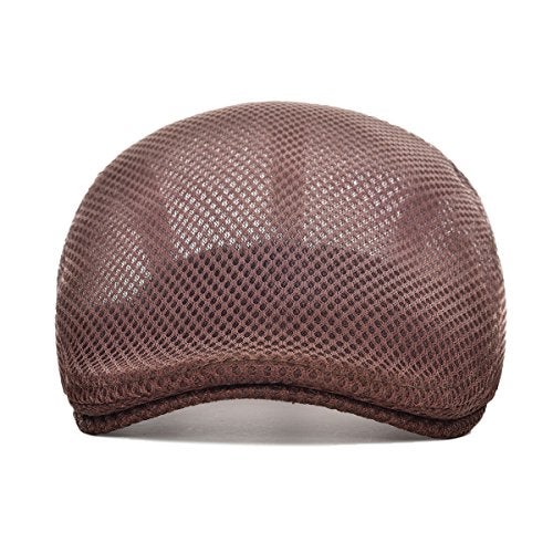 VOBOOM Men Breathable Mesh Summer Hat Adjustable Newsboy Beret Ivy Cabbie Flat Cap (Coffee) - Image 3