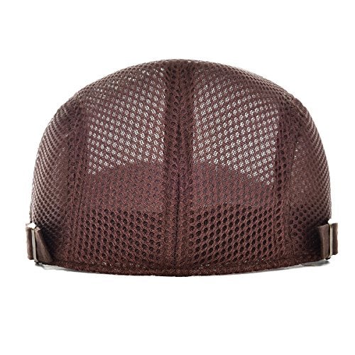 VOBOOM Men Breathable Mesh Summer Hat Adjustable Newsboy Beret Ivy Cabbie Flat Cap (Coffee) - Image 4