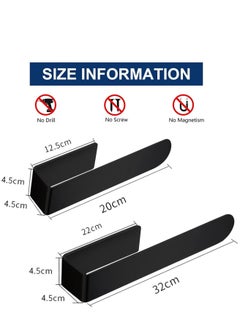 Yoawllty 2 Packs Towel Bar Holder, Bathroom Towel Hanger, Self Adhesive Towel Rack for Cupboards Over Cabinet Door, Bathroom, Kitchen on Wall(Black)  - Image 2
