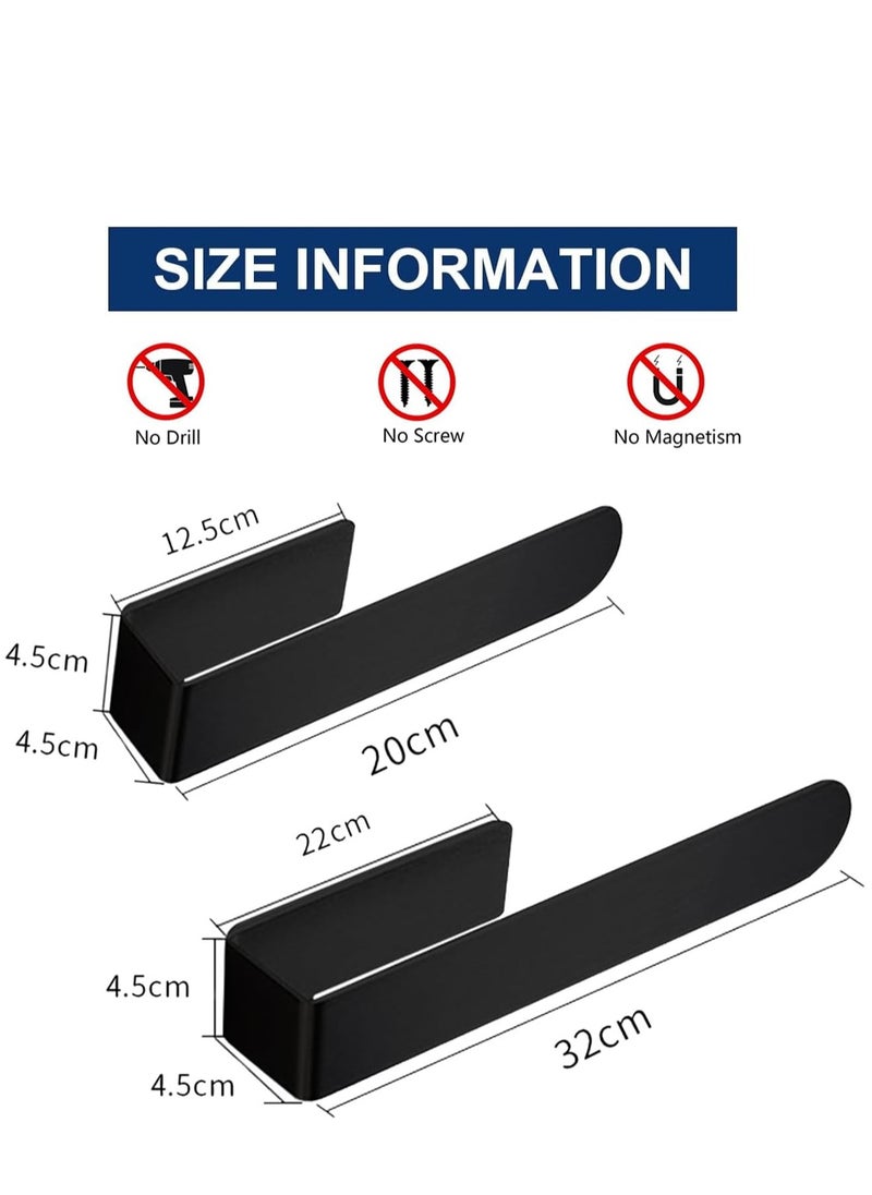 Yoawllty - 2 Packs Towel Bar Holder, Bathroom Towel Hanger, Self Adhesive Towel Rack for Cupboards Over Cabinet Door, Bathroom, Kitchen on Wall(Black) - Image 1