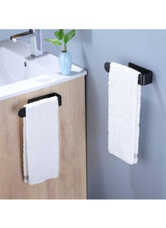 Yoawllty 2 Packs Towel Bar Holder, Bathroom Towel Hanger, Self Adhesive Towel Rack for Cupboards Over Cabinet Door, Bathroom, Kitchen on Wall(Black)  - Image 3