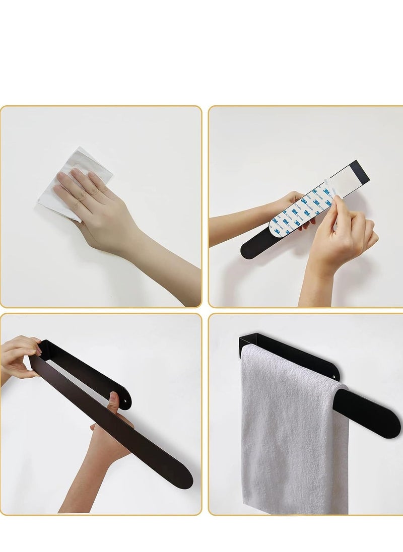 Yoawllty - 2 Packs Towel Bar Holder, Bathroom Towel Hanger, Self Adhesive Towel Rack for Cupboards Over Cabinet Door, Bathroom, Kitchen on Wall(Black) - Image 1