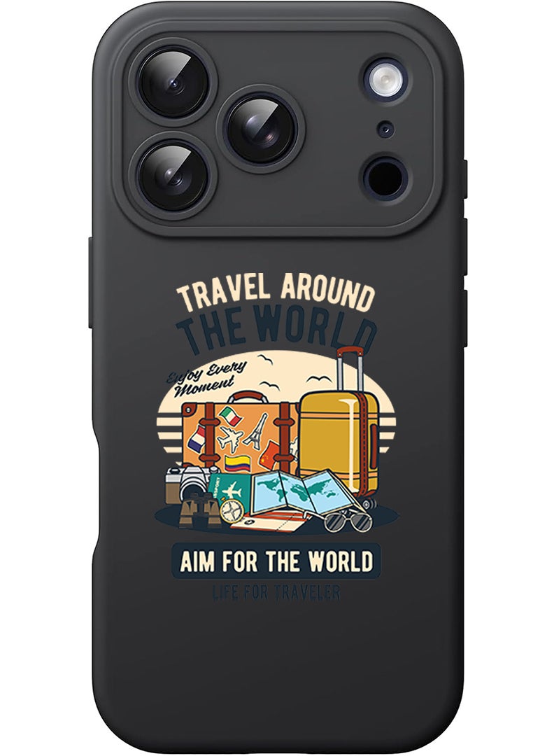 Theodor Protective Slim Fit Case Liquid Silicone Cover with Full Body Protection Anti-Scratch Shockproof Case For Apple iPhone 17 Pro (Black) Aim for the world - Image 1