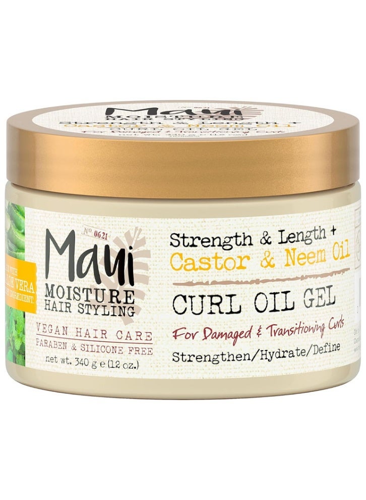 ماوي مويستشر جل زيت تجعيد الشعر بزيت الخروع وعشبة النيم من ماوي مويستشر، منتج طبيعي لتقوية واطالة الشعر المجعد، 12 اونصة - Image 1