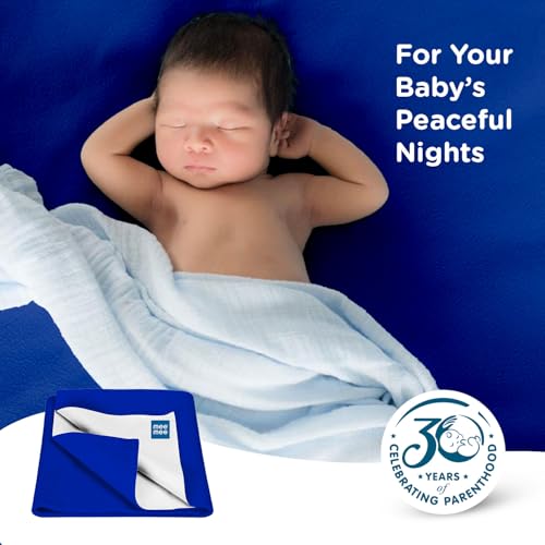 Mee Mee Reusable Water Proof Cotton Bed Protector Sheet/Extra Absorbent Mat/Dry Sheets/Urine Sheet/Dry Mat(Large, Royal Blue)(100CmX140Cm) - Image 4