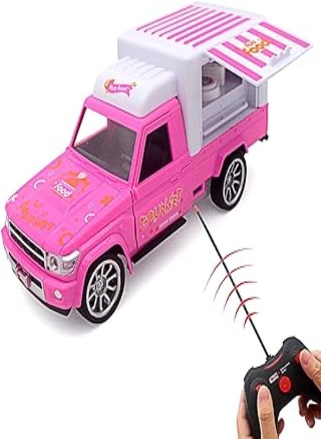 Tipmant Large Size RC Food Truck Remote Control Vehicle Electric Car Toy 4 Channels Light Sound Kids Birthday (Pink)