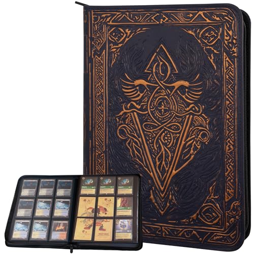 lynx Trading Card Binder 9 Pocket Album w Zipper 360 Side Loading Folder for TCG 3D PU Leather For MTG Disney Lorcana Trading Card Game Magic The Gathering Pokemon Book Accessories Gift Blue - Image 1