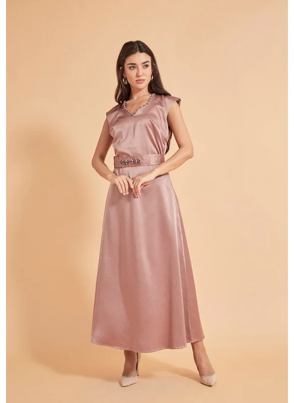 Thouq V-Neck Drop Shoulder A-Line Maxi Dress