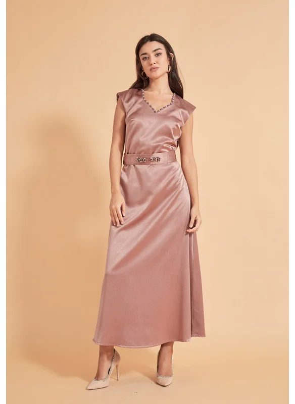 Thouq V-Neck Drop Shoulder A-Line Maxi Dress