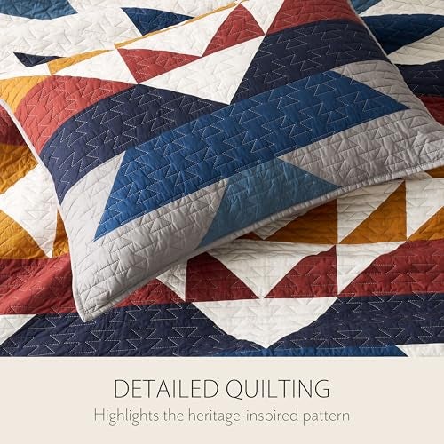 Pendleton Explorer Full/Queen Quilt Bedding Set with 2 Shams Premium Cotton Lightweight Quilted Bedspread Coverlet for Bed Rustic Home Decor Machine Washable, 90-inch x 92-inch, Blue Grey Multicolor - Image 5