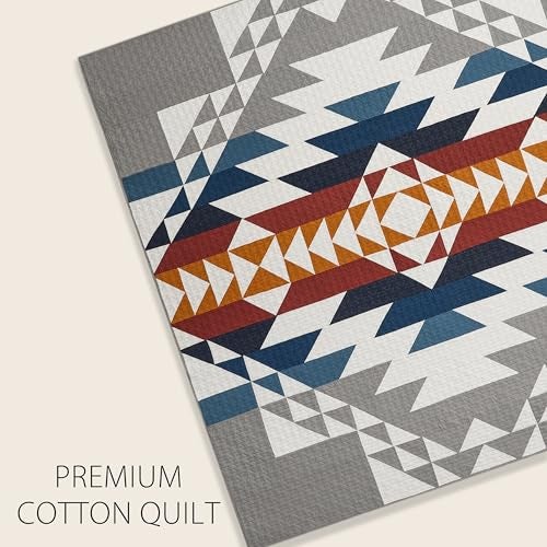 Pendleton Explorer Full/Queen Quilt Bedding Set with 2 Shams Premium Cotton Lightweight Quilted Bedspread Coverlet for Bed Rustic Home Decor Machine Washable, 90-inch x 92-inch, Blue Grey Multicolor - Image 4