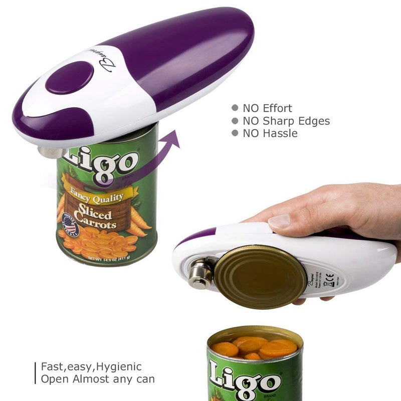 Bangrui Kitchen Automatic Safety Cordless One Tin Opener&Bangrui Professional Electric Opener.One-touch switch .Smooth can edge.Being friendly to left-hander and arthritics!(Purple) - Image 4