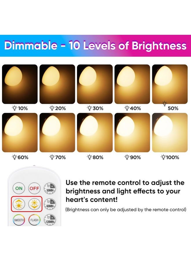 Yochoice Rechargeable Battery Operated A19 Light Bulb with Remote Control 2 Packs, Dimmable Detachable LED Bulb with 15 Colors Selectable & 3 Timer, Wireless Puck Light Bulb for Wall Sconce, Non-Hardwired - Image 3