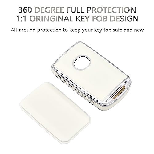 OFFCURVE Key Fob Cover with Keychain for Mazda, Special Car Key Case Compatible with 2019 2020 2021 2022 Mazda 6 3 Hatchback CX30 CX5 CX9 CX10 3-4-Button Smart Key Holder Car Accessories, Silver White - Image 3
