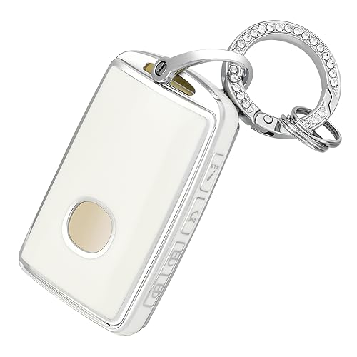 OFFCURVE Key Fob Cover with Keychain for Mazda, Special Car Key Case Compatible with 2019 2020 2021 2022 Mazda 6 3 Hatchback CX30 CX5 CX9 CX10 3-4-Button Smart Key Holder Car Accessories, Silver White - Image 1