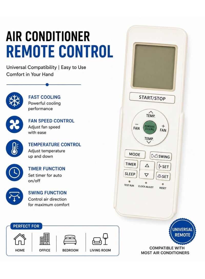 General Air Conditioner Remote Control AR-RHA2E | Universal Replacement AC Remote for General Split AC | Temperature Control, Timer, Sleep & Swing Mode - Image 1