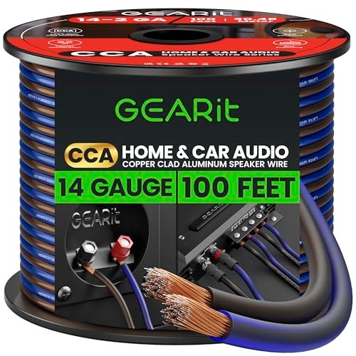 GEARit Speaker Wire 14 Gauge, Speaker Cable 100ft for Car Audio, Home Theater, CCA(Black Blue) - Image 1