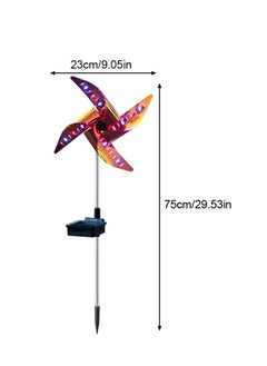 Generic 2pcs 30" Solar Wind Spinner Garden Stake Pinwheels Easy Spinning Kinetic Wind Spinner Metal Stake with 8 Lighting Modes 4 Color Changing Garden Wind Catcher for Garden Lawn Decor  - Image 3