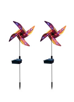 Generic 2pcs 30" Solar Wind Spinner Garden Stake Pinwheels Easy Spinning Kinetic Wind Spinner Metal Stake with 8 Lighting Modes 4 Color Changing Garden Wind Catcher for Garden Lawn Decor  - Image 2