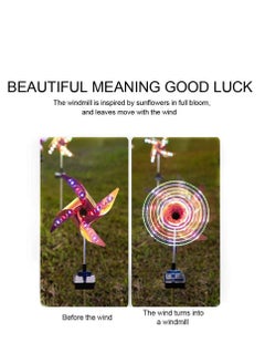 Generic 2pcs 30" Solar Wind Spinner Garden Stake Pinwheels Easy Spinning Kinetic Wind Spinner Metal Stake with 8 Lighting Modes 4 Color Changing Garden Wind Catcher for Garden Lawn Decor  - Image 5