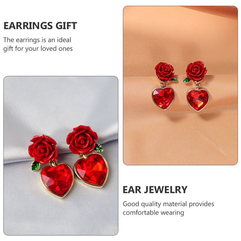 4 Pairs of Love Heart Shape Earrings Fashion Flower Ear Party Ear Jewelry - Image 5