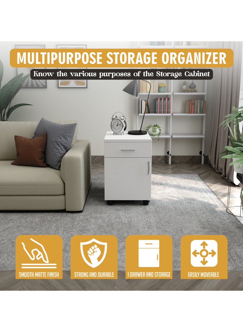 RIGID One Drawer & One Filing Cabinet Mobile Pedestal Storage Unit Beige 56x40x50cm  - Image 5